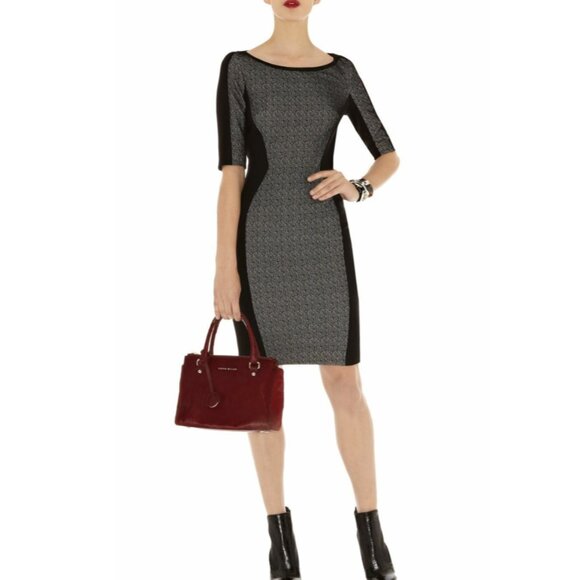 Karen Millen Textured Panel Seam Short Sleeve Pencil Dress - Size 4 - Picture 4 of 16